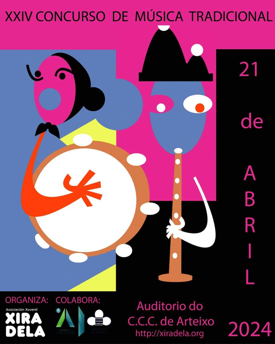 Boas!! Xa se achega o noso concurso de música tradicional !
O PRAZO DE INSCRICIÓN ábrese o SÁBADO 16 DE MARZO ás 12:00 hrs, e rematará o 6 DE ABRIL as 24:00 hrs.
Mais info na web xiradela.org ou no 698179264.

Colabora <a href="/ArteixoConcello/">Concello de Arteixo</a> <a href="/DACCultura/">Cultura Depu. Coruña</a>