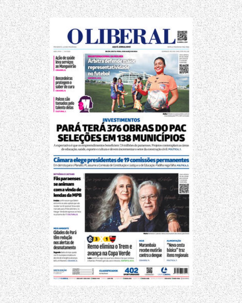 oliberal's tweet photo. Olá, seguidor!
Esta é a capa do Jornal O Liberal desta sexta (08).
Acesse em https://t.co/DT9Gj38UoH
#oliberal #grupoliberal https://t.co/JQALpbYbd4