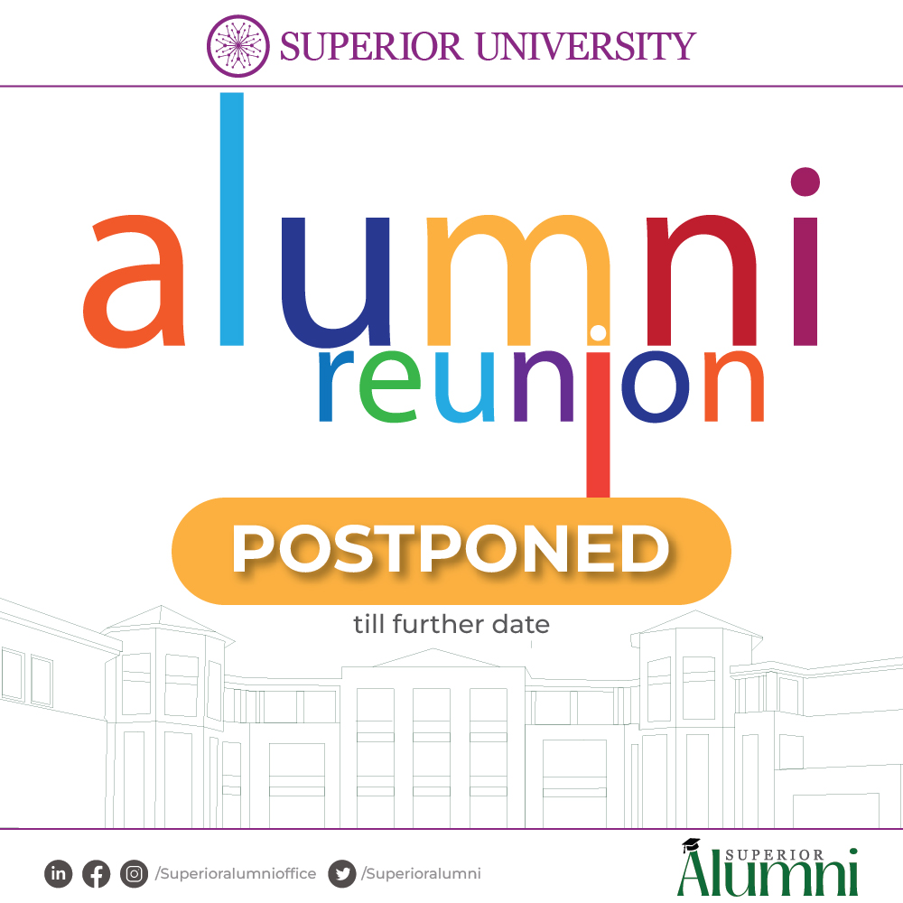 superioralumni's tweet photo. In our commitment to providing an exceptional experience, we have decided to postpone the alumni reunion to bring you an even better, more memorable experience. We will be announcing the final date soon, so watch this space.

Stay tuned for new dates and information. https://t.co/AKGm2ZHgnn