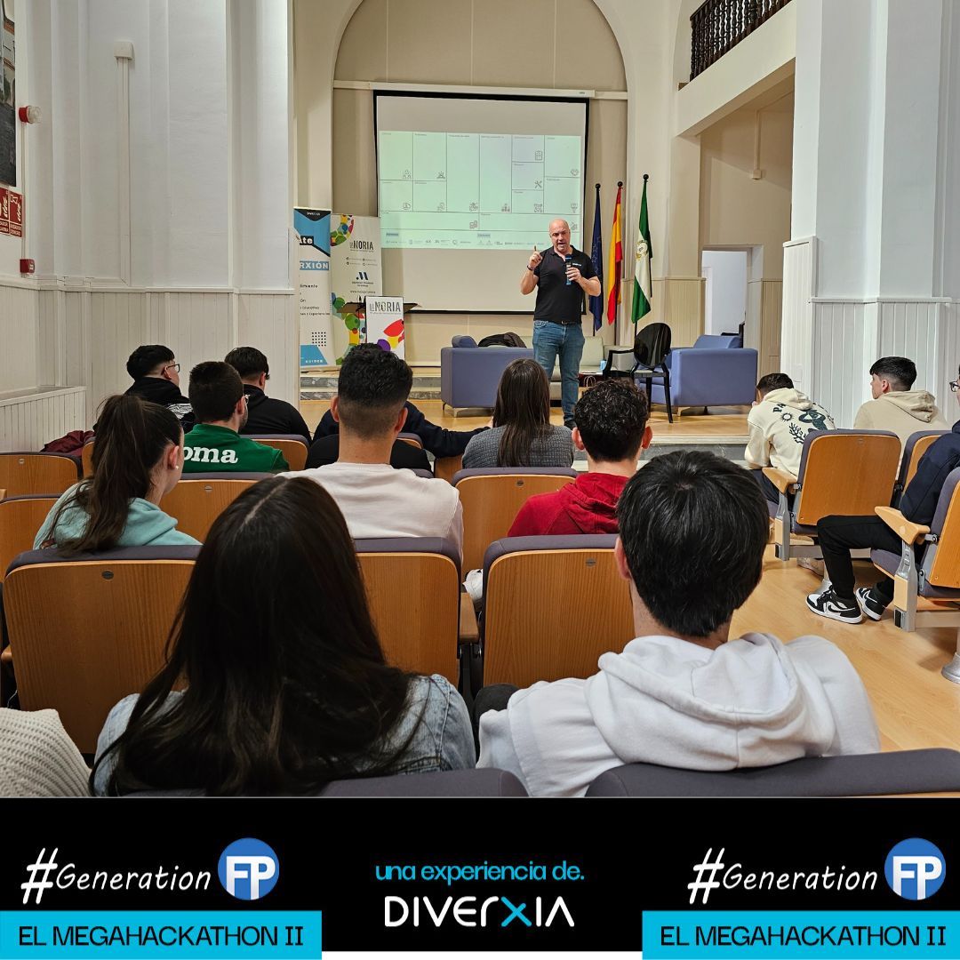 promalaga's tweet photo. El #megahackathon de #GenerationFP reunió el martes en @lanoria_mlg a 300 alumnos de FP de toda Andalucía para presentar el mejor proyecto empresarial. Enhorabuena a los finalistas (@DigitechFP, @EduBezmiliana, @ieslarosaleda e @ieslascumbres) y a @diverxiamlg por la organización https://t.co/sDlHJG9WlS