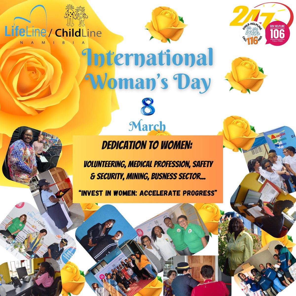 TODAY we celebrate : INTERNATIONAL WOMEN'S DAY. THEME: invest in women: accelerate progress #lifelineinternational #lifelinechildline #InternationalWomensDay