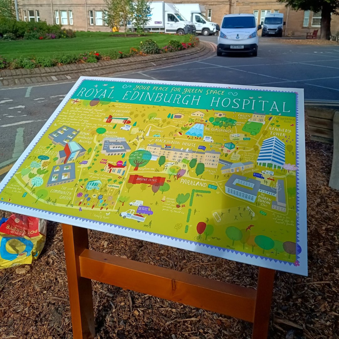 nhslothcharity's tweet photo. These artworks by Andy Archer showcase the natural green areas around @REAS_NHSLothian.

Each map includes pathways that promote wellbeing, as well as the services &amp; spaces dedicated to green health. During your break, take a stroll along these pathways &amp; explore the grounds. https://t.co/UFdPkEM1RA