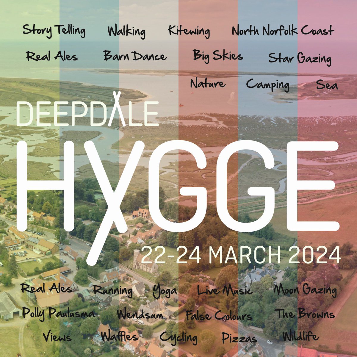 Two weeks today we’ll be getting ready for the Deepdale Hygge. Our original festival, we’ll be exploring our love of the Norfolk Coast, with guided nature, photography and bird walks, cycle ride, crafting, storytelling, yoga, local food and drink, and of course some great music!