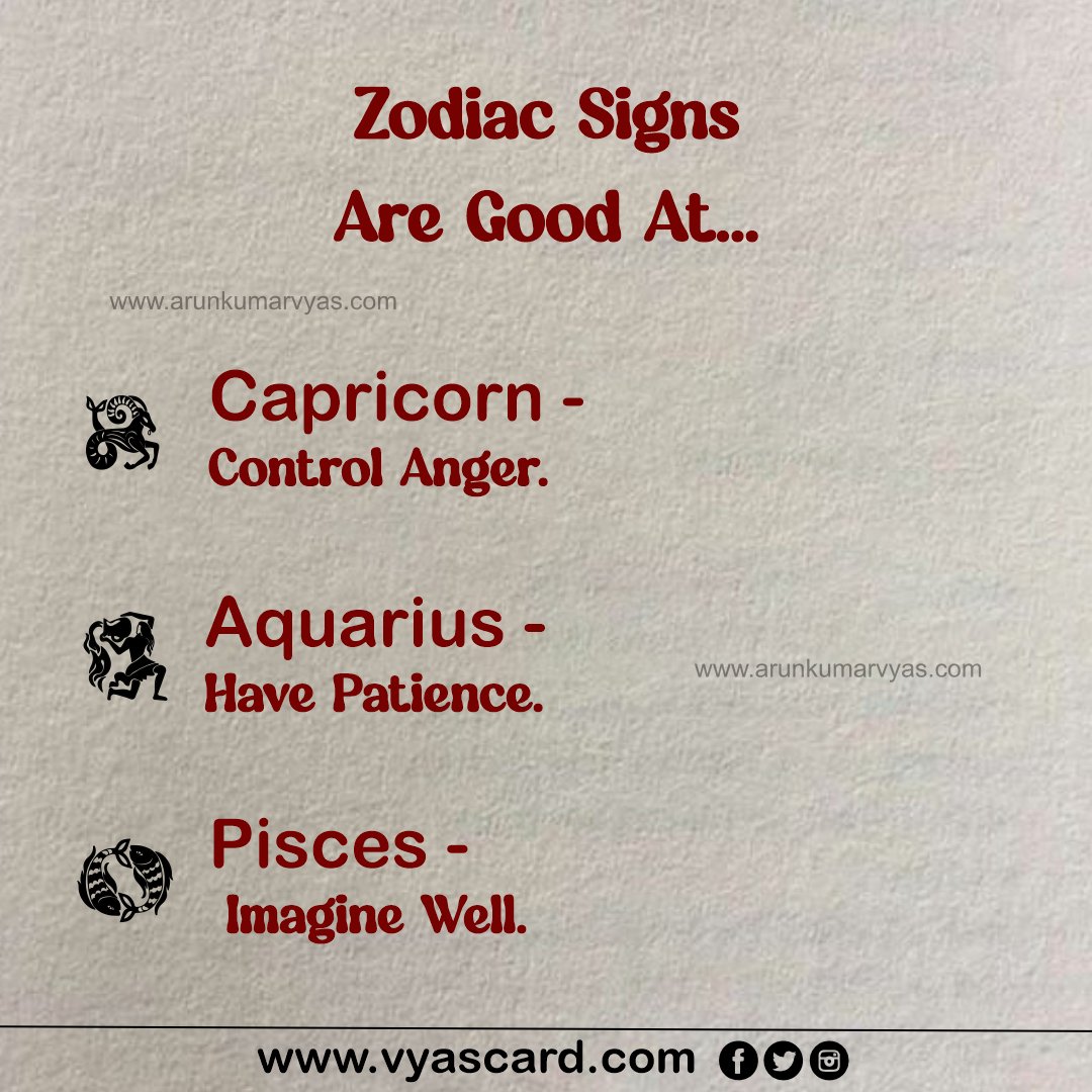 Arunastrology's tweet photo. Zodiac Good At...
.
.
.
#arunkumarvyas #vyascard #astrology #aries #taurus #gemini #cancer #leo #virgo #libra #scorpio #sagittarius #capricorn #aquarius #pisces #goodat #zodiacsigns #astrologypost #astrologysigns #astrologyfacts #astrologylovers #astrologyquotes #astrologychart https://t.co/lXpqKDNgQb