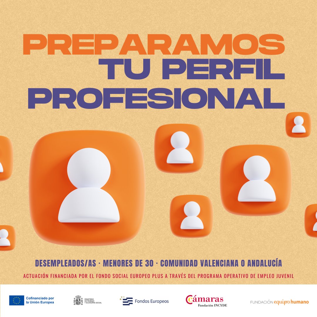 Preparamos tu perfil profesional.

Si eres menor de 30 años, resides en la Comunidad Valenciana o Andalucía y estás en situación de desempleo… INSCRÍBETE EN SEBUSCANHEROES.ES

¡TE ESPERAMOS! #SeBuscanHeroes #Formación #Emprendimiento #Trabajo #Empleabilidad