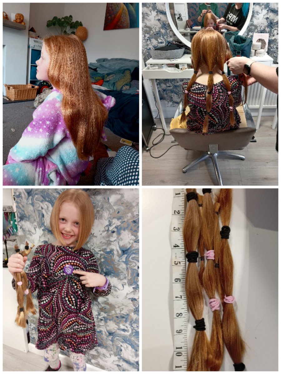Thompsonlab1's tweet photo. Sharing this everywhere coz I'm just so bloody proud! My amazing 6 year old donated 12 inches of her beautiful hair and raised over £200 for the #littleprincesstrust https://t.co/0V938aPAlE