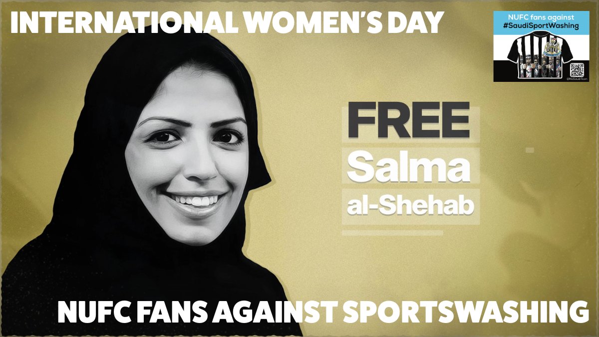NoSaudiToon's tweet photo. #FREESALMA #IWD2024
--------------------------------------------------------
PLEASE RT & TAG your local MP &
@NewcastleCC councillor + #NUFCFan groups etc ___________________________________________________ https://t.co/UU4MjoOIx5