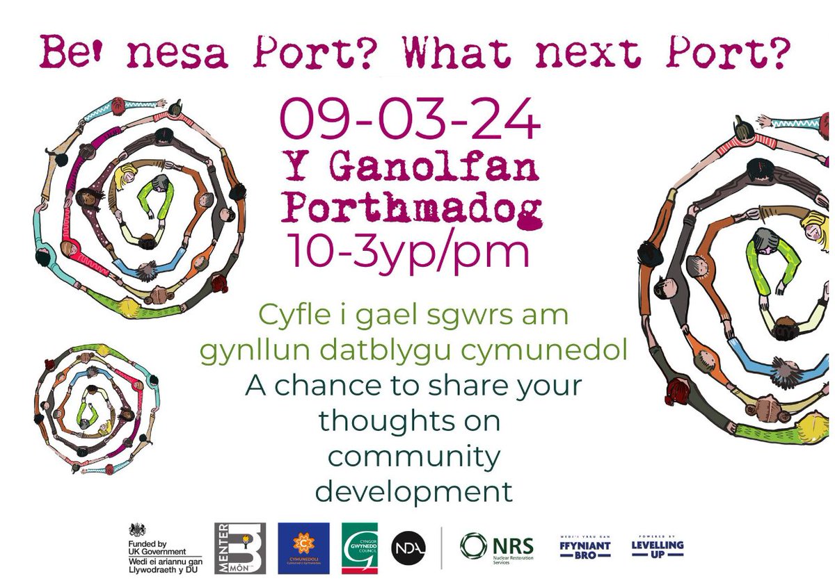 𝐁𝐞 𝐍𝐞𝐬𝐚 𝐏𝐨𝐫𝐭? As part of our Grymuso Gwynedd programme, @CymunedoliCyf and @MenterMon are working with communities to empower&raise their development capacity. Open day at Y Ganolfan Port 9/03 to discuss what’s possible in Port, pop in to see us! #grymusogwynedd #ukspf