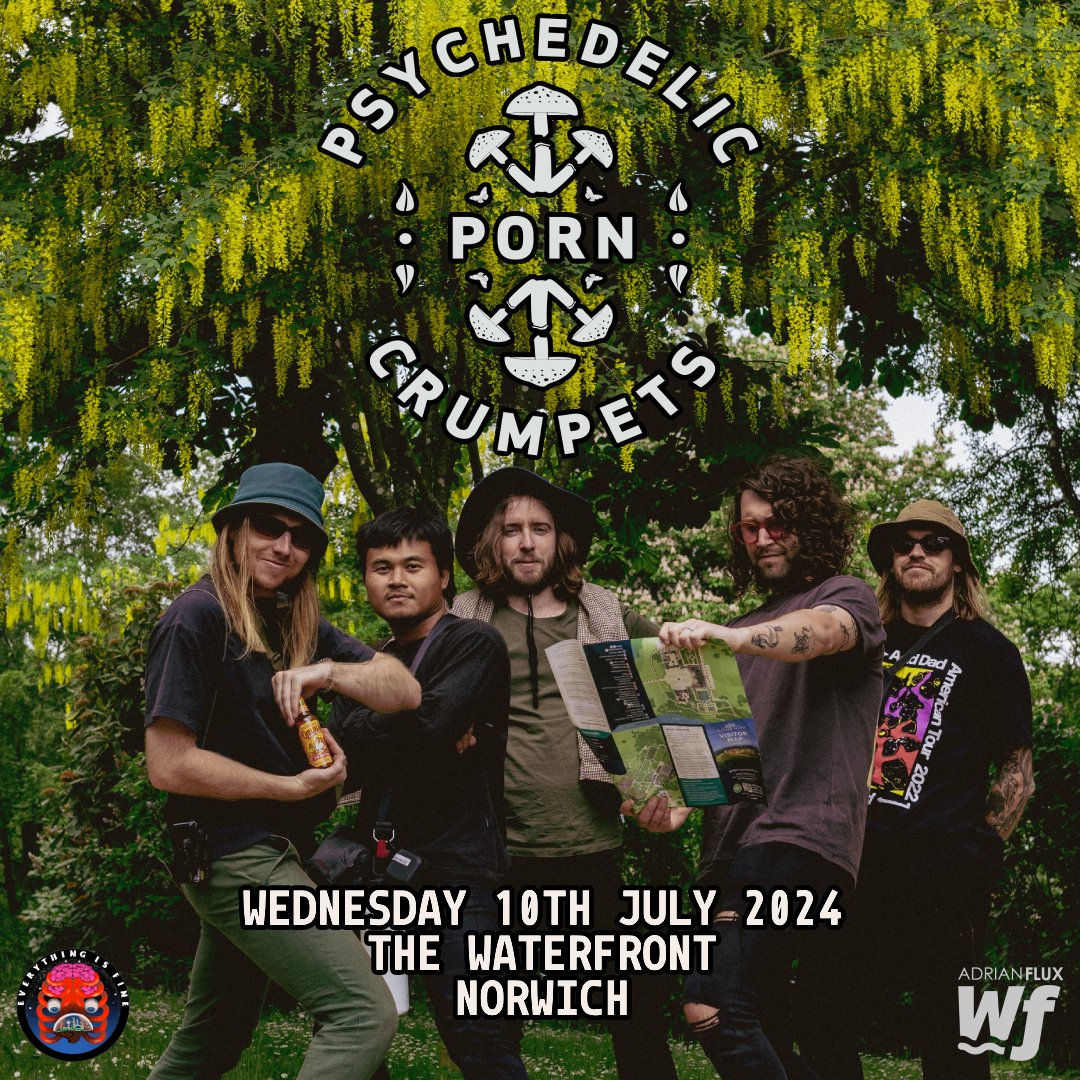 🚨NEW SHOW🚨 We’re pleased to welcome @porncrumpets to the Waterfront on July 10th! The Aussie psych rockers return to Norwich following the release of their triumphant sixth studio album, ‘Fronzoli’. Tickets on sale now!🎫 tinyurl.com/mtc27t5r