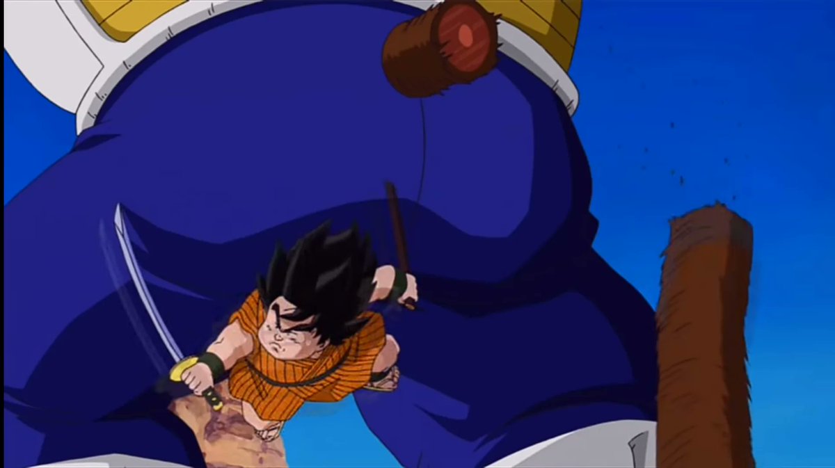 first thing that came to mind for me was yajirobe snipping off vegeta's tail. 99% of the time dude was a coward and a flake but he found it when it mattered, and that's the actual thesis statement of dragon ball that austin's clip also highlights -- anyone can step up
