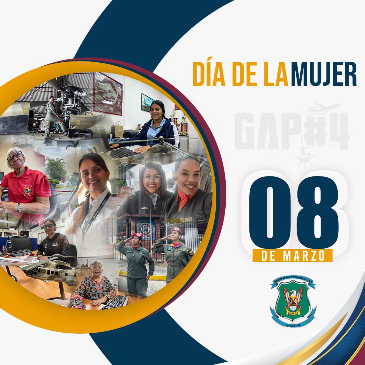 Celebramos el Día Internacional de la Mujer, seres únicos que demuestran su talento y compromiso en cada misión. Desde el #GAP4 celebramos a todas nuestras guerreras, que con entrega y compromiso defienden y resguardan nuestra Patria.

¡Felicidades!
