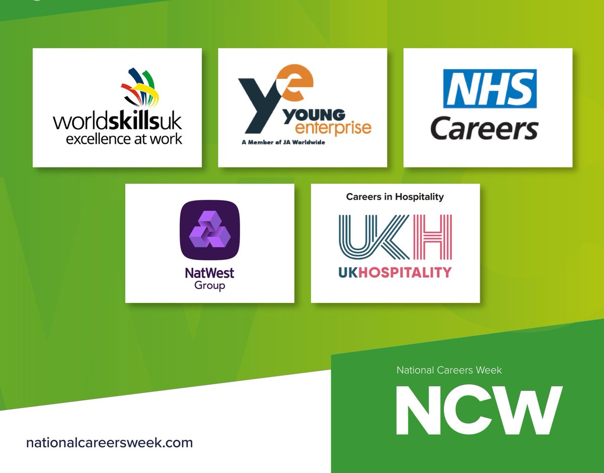 #NationalCareersWeek #NCW2024 

Thank you to our great partners. 

<a href="/worldskillsuk/">WorldSkills UK</a> <a href="/youngenterprise/">Young Enterprise</a> <a href="/HealthCareersUK/">NHS Health Careers</a> @NWG_EarlyCareer <a href="/UKHofficial/">UKHospitality</a> 

ncw2024.co.uk