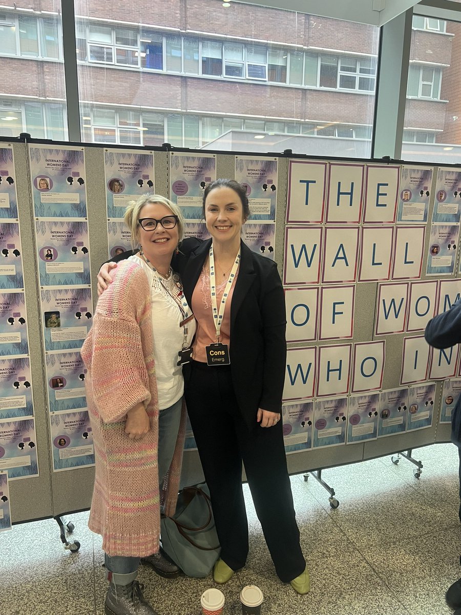 Here I am with @dbreslin standing beside the wall of Inspirational Women at Mater #IWD2024 celebrations. So honored to be nominated 💜 @MaterTrauma @MaterNursing