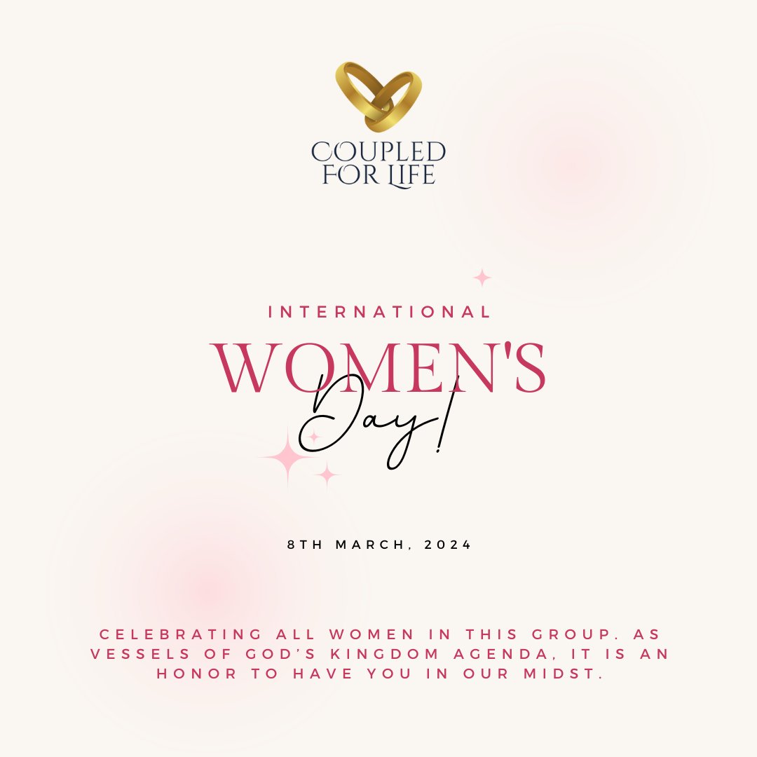 CoupledForLife's tweet photo. Happy International Women's Day! Woman is an integral part of God's Kingdom agenda. It is an honor to have you in our lives.

#women #internationalwomensday #iwd #IWD #IWD24 #IWD2024 https://t.co/pXBva1pKLR