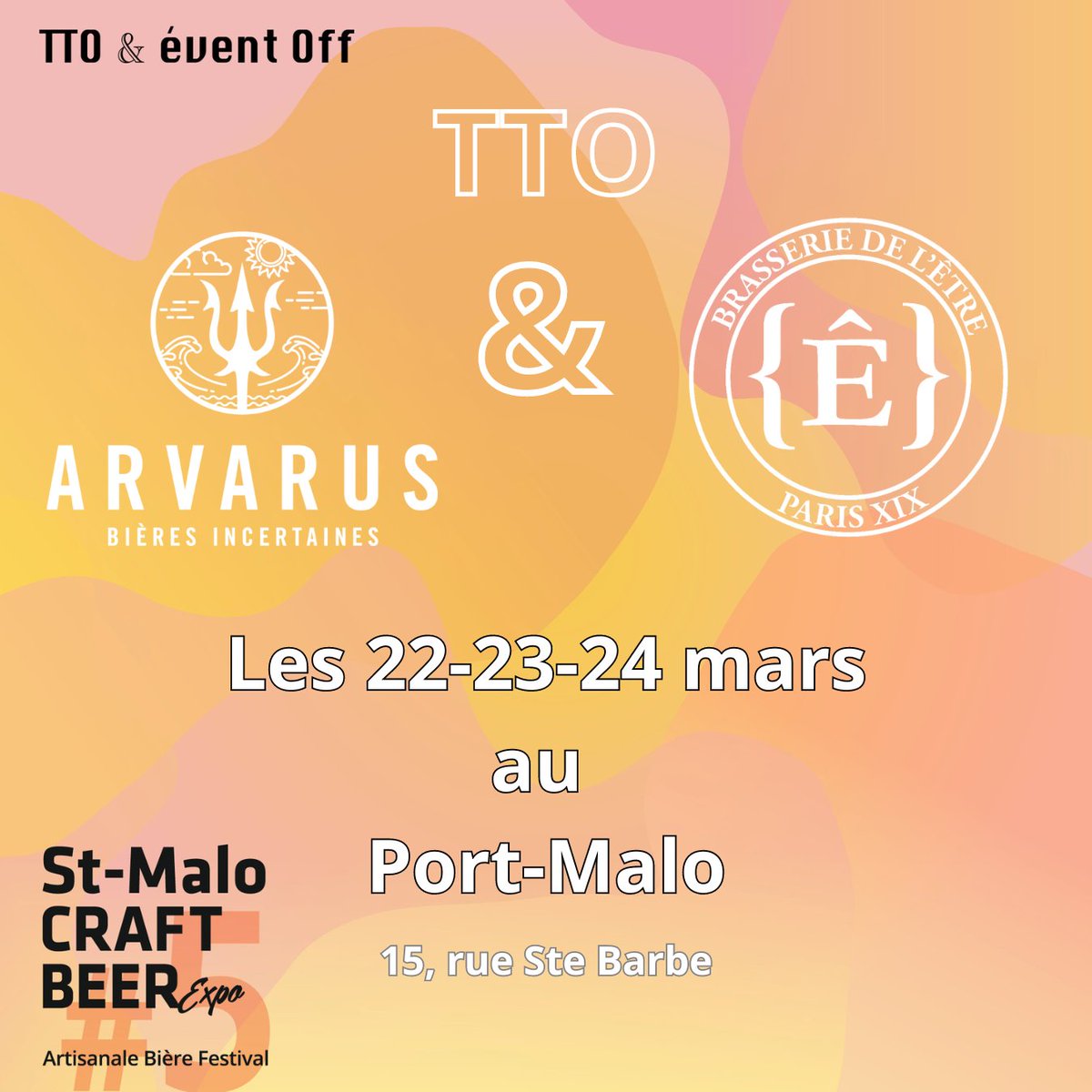 Bientôt la Saint-Malo Craft Beer Expo, 
comme l'année dernière, on se retrouve quoi qu'il en coute pour un TTO d'exception au Port-Malo avec la Brasserie de l'Être &amp; Arvarus durant les 3 soirées du salon.

ca va être le feu !