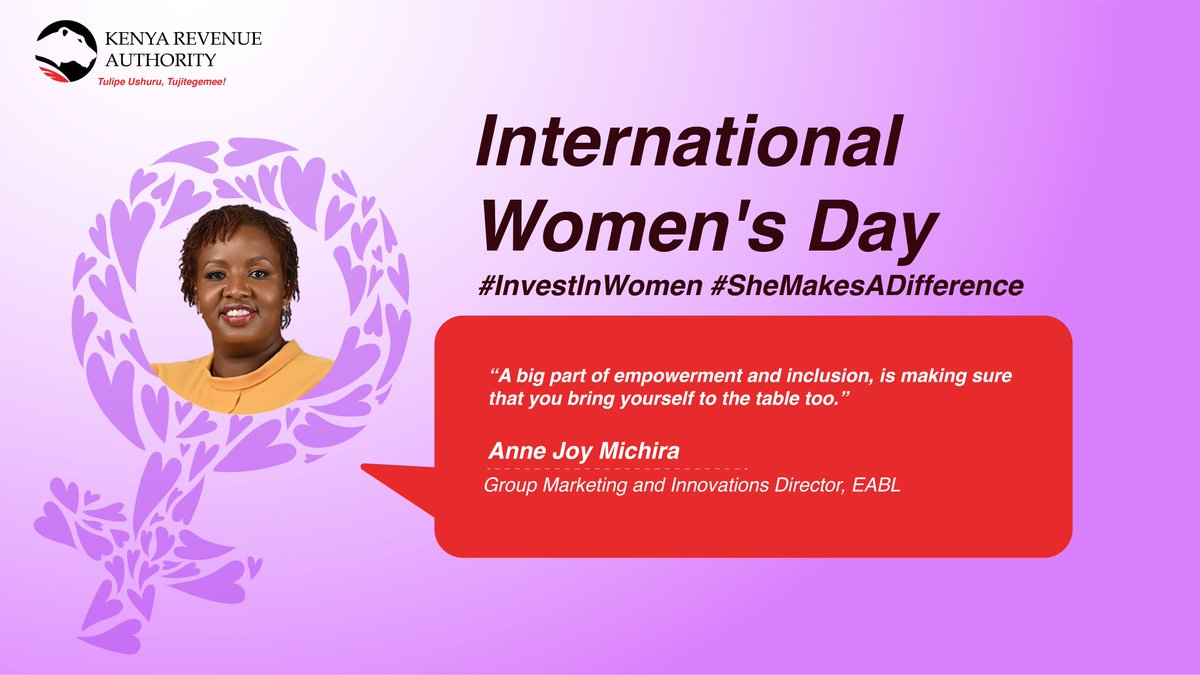 KRACorporate's tweet photo. Anne Joy, Group Marketing and Innovations Director @EABL_PLC , reminds us of the importance of self-inclusion in the journey towards empowerment.

You are a vital part of the equation so embrace your role in creating a more inclusive world.

#purpletaxes #InternationalWomensDay2024 #InvestInWomenAccelerateProgress
