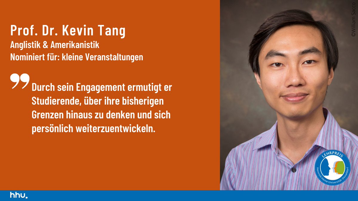 Studierende wachsen bei ihm über ihre bisherigen Grenzen hinaus: Prof. Dr. Kevin Tang (@tang_kevin) aus der Anglistik und Amerikanistik @HHU_de & @SLaMLab_HHU wurde für den #hhuLehrpreis2024 nominiert. 🗣️📝