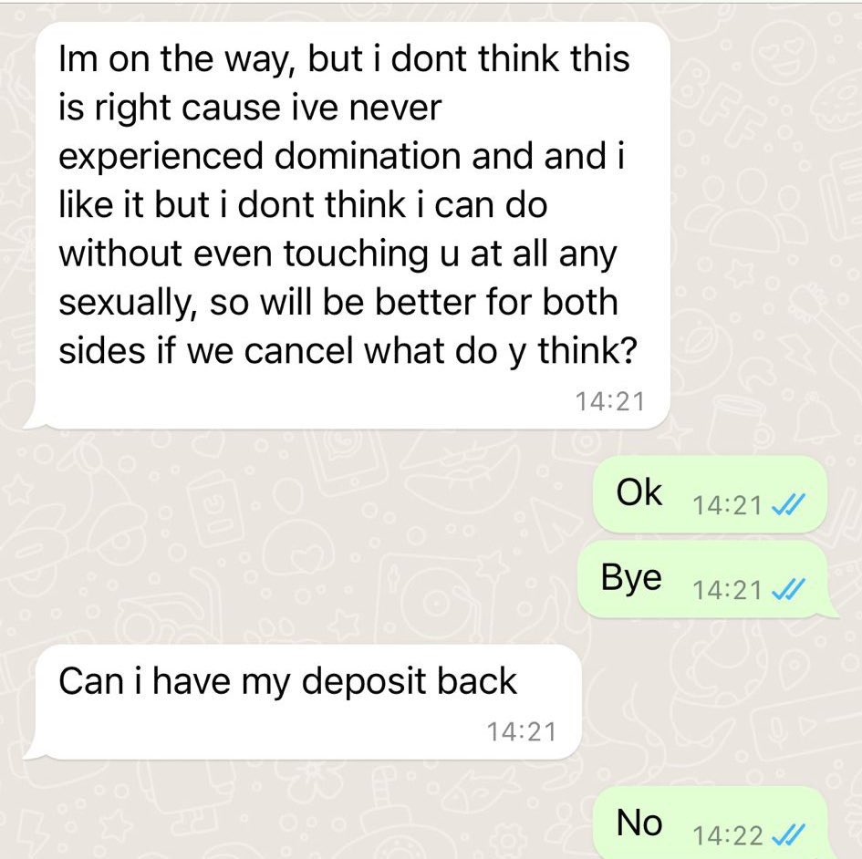 Madamecaramel's tweet photo. Shall i give him his Deposit Back ? 😂 https://t.co/PksyOWYaW8