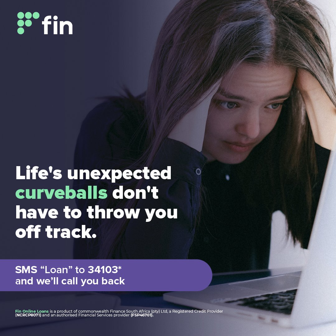 Apply now – it's easy from your phone!

Fin Online Loans is your solution to handling accidents swiftly. Apply for a loan of up to R8 000 and get paid fast upon approval. 

SMS ‘loan’ to 34103
Visit us online at ecs.page.link/n27Da

 #OnlineLoans #FinancialSafetyNet