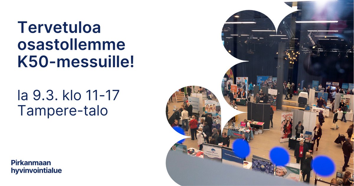 Pirha_fi's tweet photo. Olemme 9.3. Tampere-talossa K50-messuilla, tule tapaamaan!

ℹ Neuvomme sähköisessä asioinnissa
ℹ Palotarkastajat antavat vinkkejä kodin turvallisuuteen
ℹ Autamme elintapamuutoksen alkuun - osastolla voit vaikkapa testata tietoasi ruokien kuitupitoisuuksista

#K50messut #pirha https://t.co/BkJZSZ7Twg