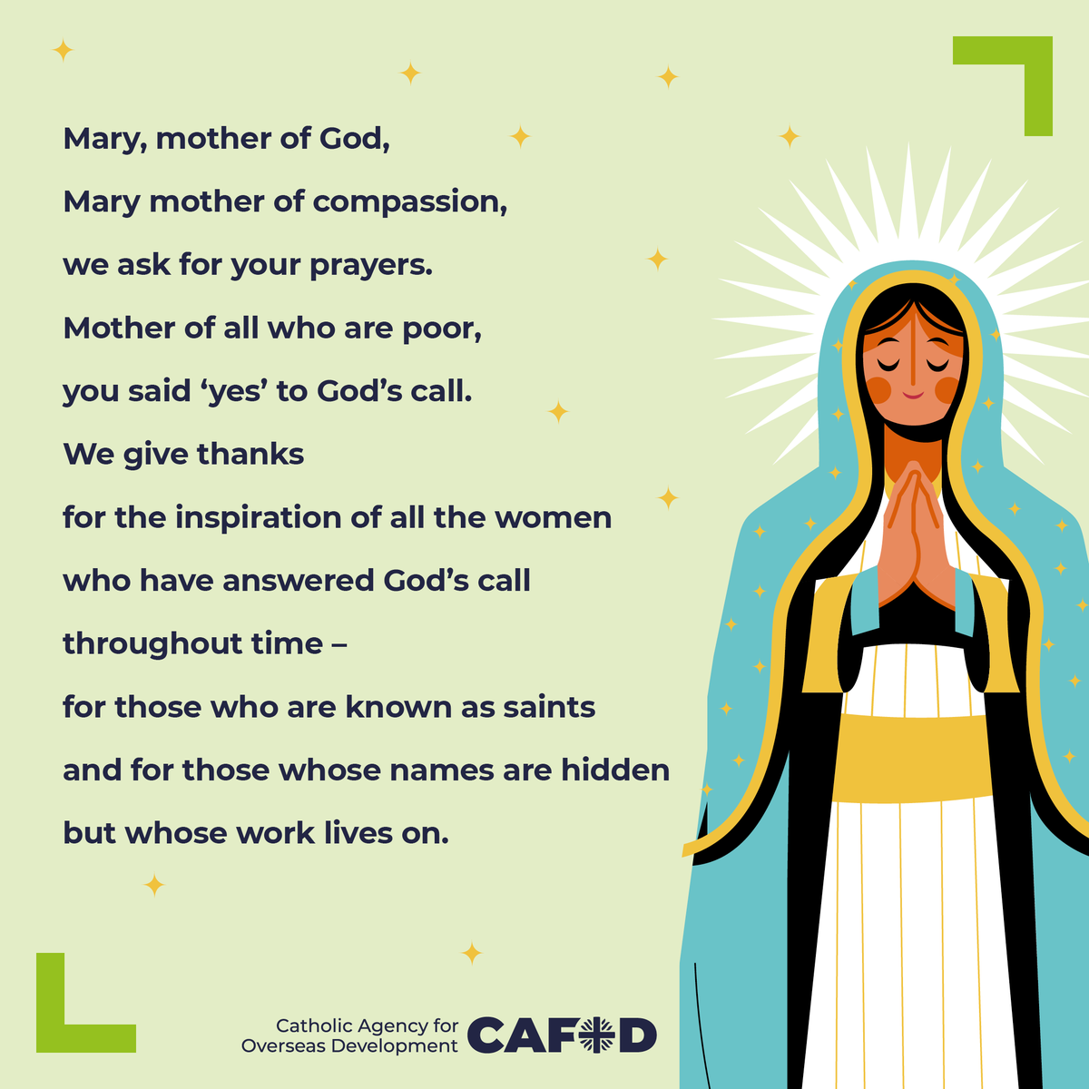 CAFOD's tweet photo. On #InternationalWomensDay, we pray and give thanks to women for all of their activism and work. 🙏 https://t.co/p0vwblMSKm