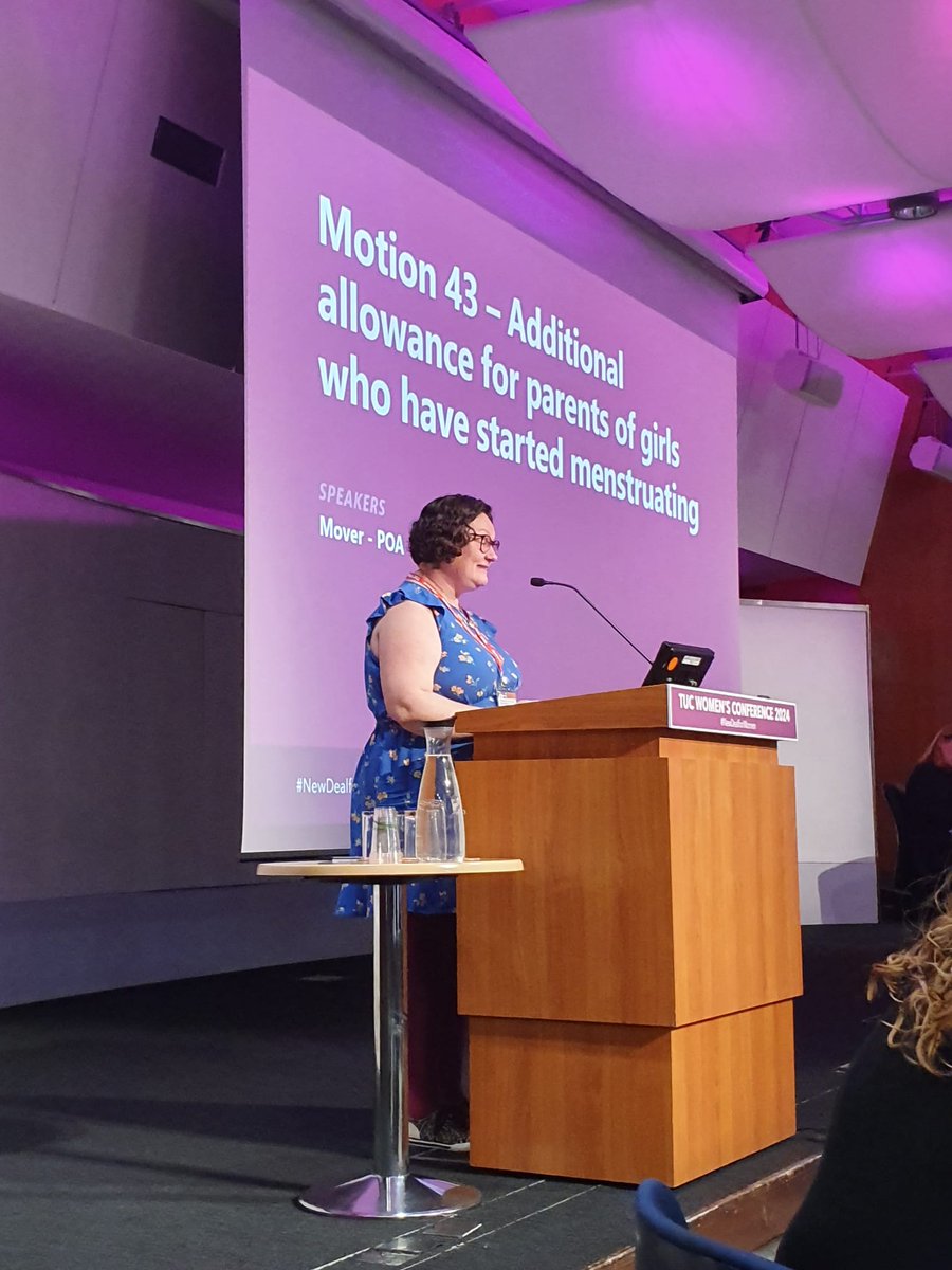 Holly Williams spoke on the motion on period product allowance at <a href="/The_TUC/">Trades Union Congress</a> women's conference #NewDealForWomen 

Period poverty affects attendance and participation in school
 
"More girls miss school and college due to their periods than colds. An average of 3 days a term"
