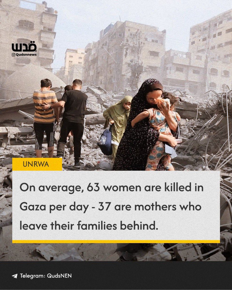 Robert_Martin72's tweet image. According to UNRWA, while the world is marking #InternationalWomensDay, 63 women are killed in Gaza per day - 37 are mothers who leave their families behind.