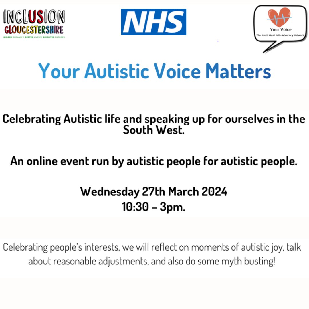 Our online conference is getting closer...

Don't forget to register your place here: bit.ly/3OYRqAK 

#SelfAdvocacyWorks #yourvoicematters #diversity #inclusion #inclusionmatters #autism