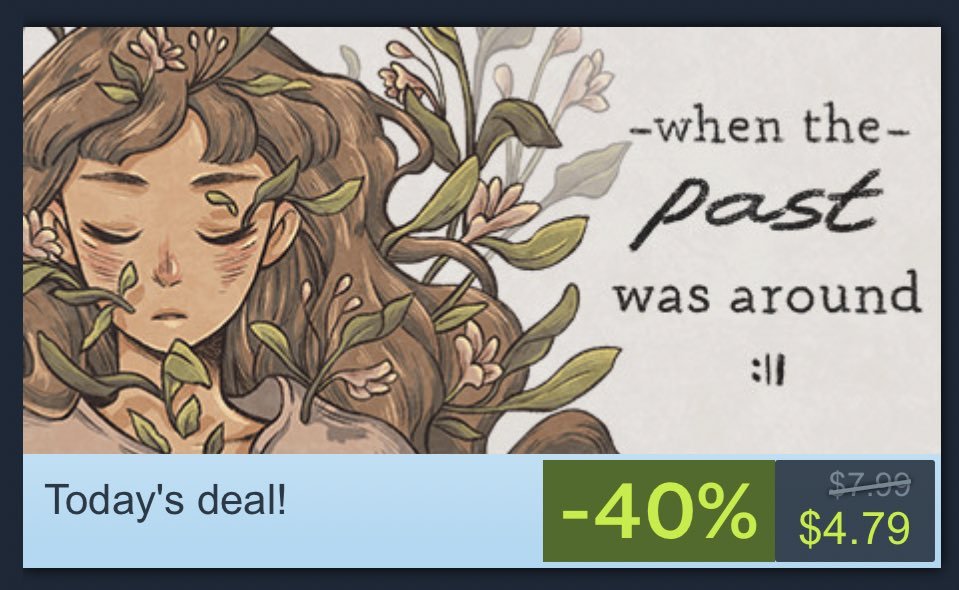 ✨ 40% OFF, TODAY ONLY ✨

When the Past was Around is an adventure point-and-click puzzle game about love and letting go, with the joy and pain in between.

✨ Play it now
store.steampowered.com/app/1164050/Wh…

#pointandclick #indiegame #game