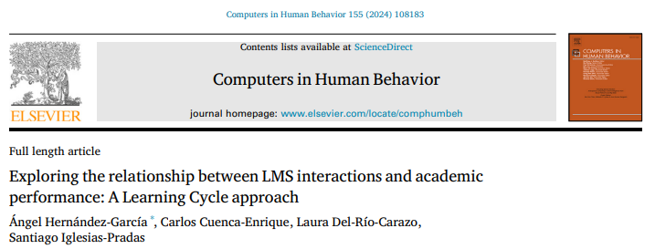 ahernandez0's tweet photo. Our latest study on Moodle interactions and student performance has just been published in Computers in Human Behavior, and it is already availabel at https://t.co/sOZLxRf9WG #LearningAnalytics https://t.co/YFeYorHCPU