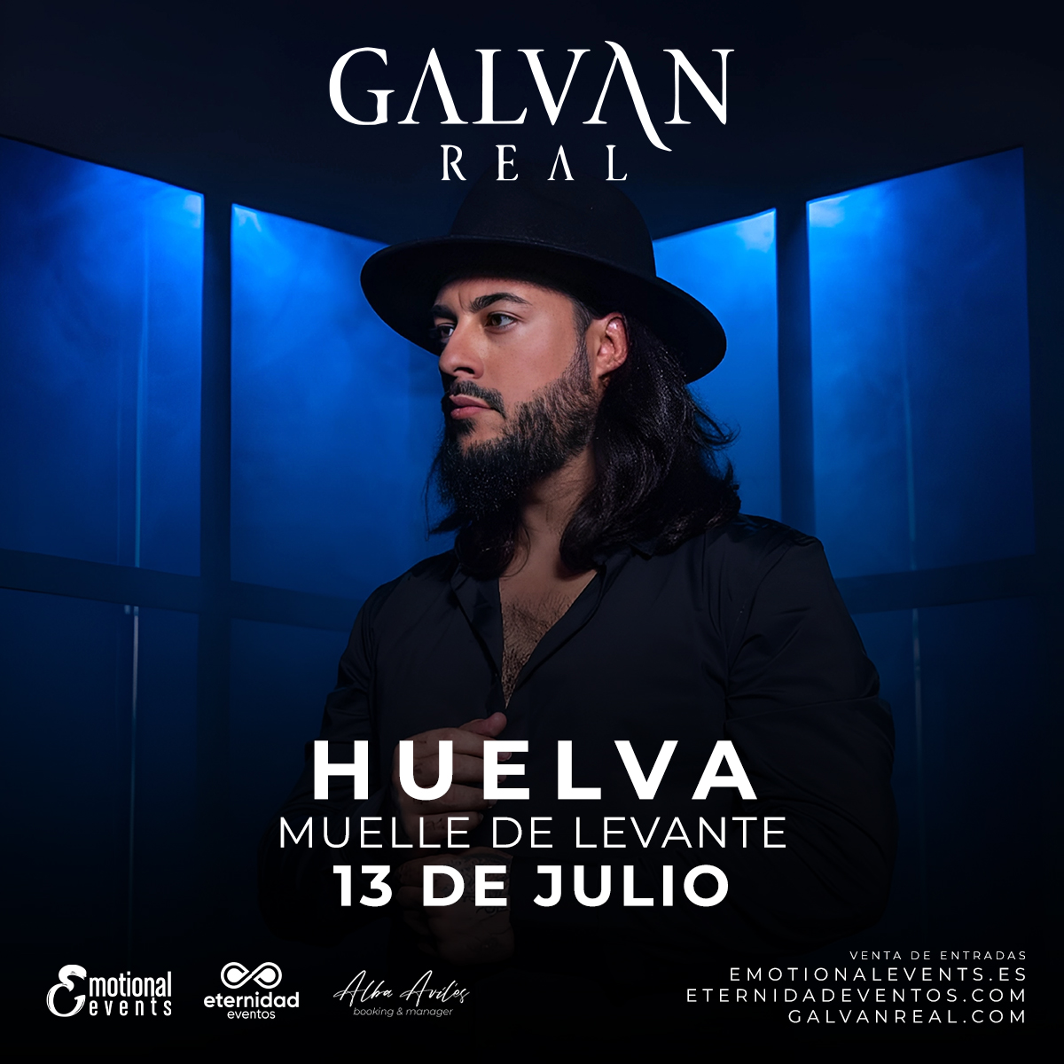 ¡Este 13 de julio tenemos una cita con Galván Real!💙 Huelva, esperamos que estéis preparados para lo que se viene...va a ser algo increíble, os lo prometemos😍 Entradas ya disponibles en nuestra bio🎟️ #galvanreal #huelva #muelledelevante #emotionalevents