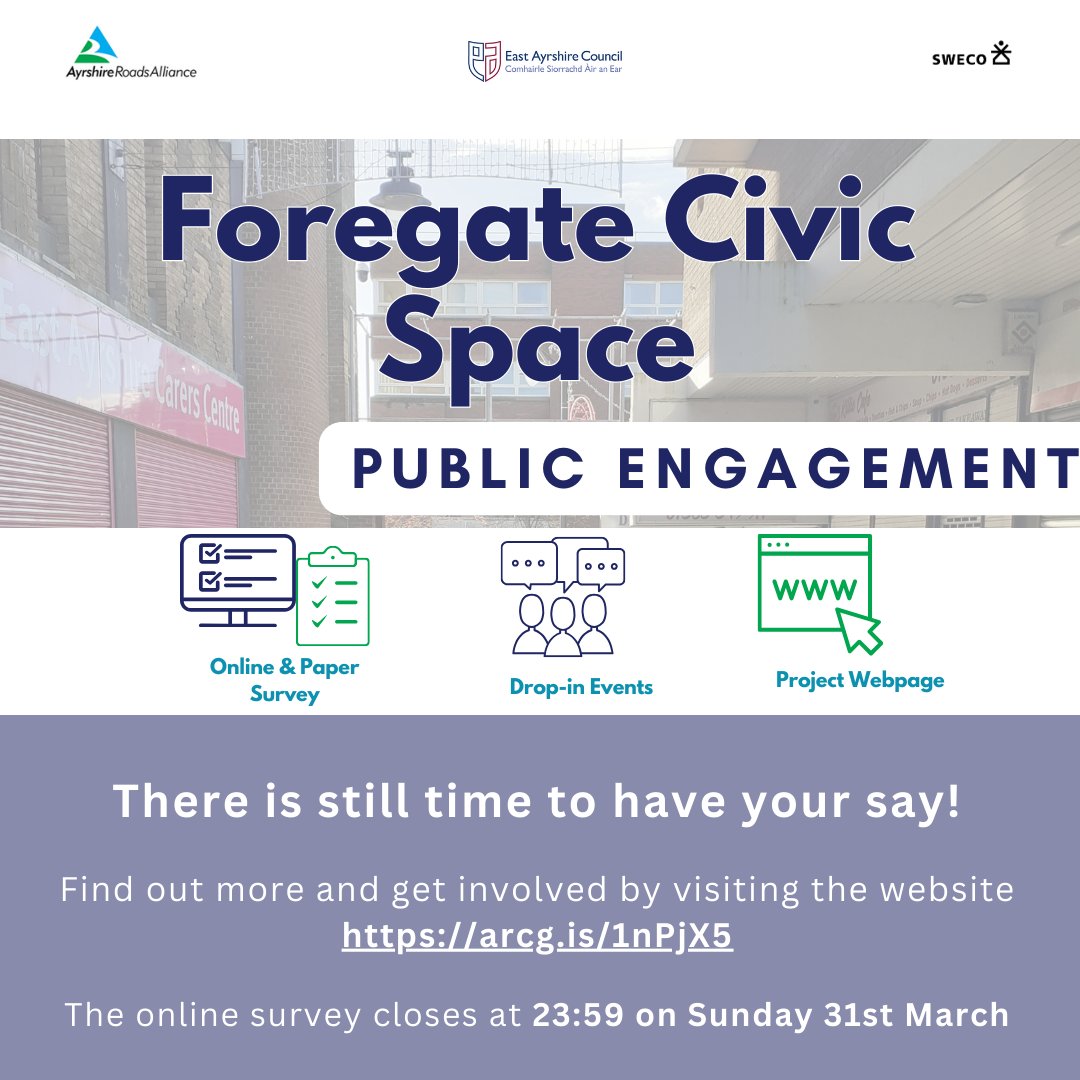 The Foregate Civic Space project team will be at the Burns Shopping Mall tomorrow between 11am and 4pm. Pop along to meet the team and find out more. The project website and online survey can be accessed here: orlo.uk/C0Wv4