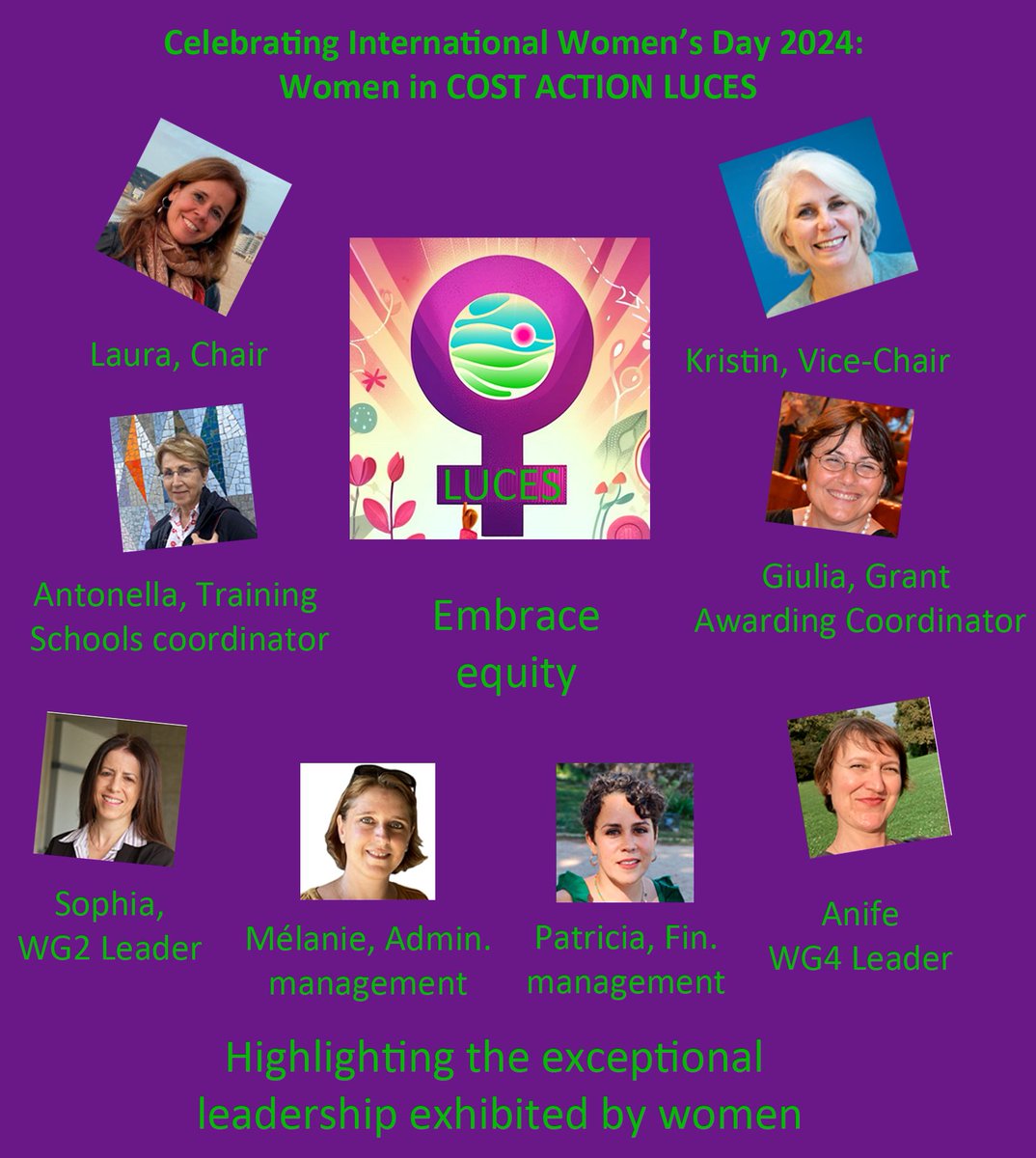 In celebration of IWD 2024, @LUCESCOSTAction is thrilled to spotlight the remarkable women engaged in leadership roles within our network. Women constitute ~40% of our project's workforce. We encourage more women to join! Take the step and join us today! @COSTprogramme