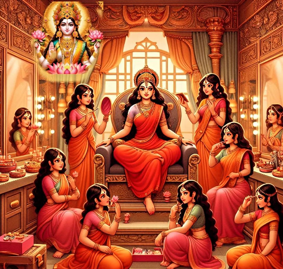 तुम उठो शिवा श्रृंगार करो, शिव बारात द्वार पर आई है !
अनिमाद्यः सिद्धयोऽष्टौ शंखपद्माद्यो नवा |
 निधायो मूर्तिमन्तश्च समाजग्मुः श्रियोण्तिके।
Mata Haripriya Mahalakshmi sent eight sidhhis(Anima etc.) fir dressing maiyya Parvati for her marriage procession