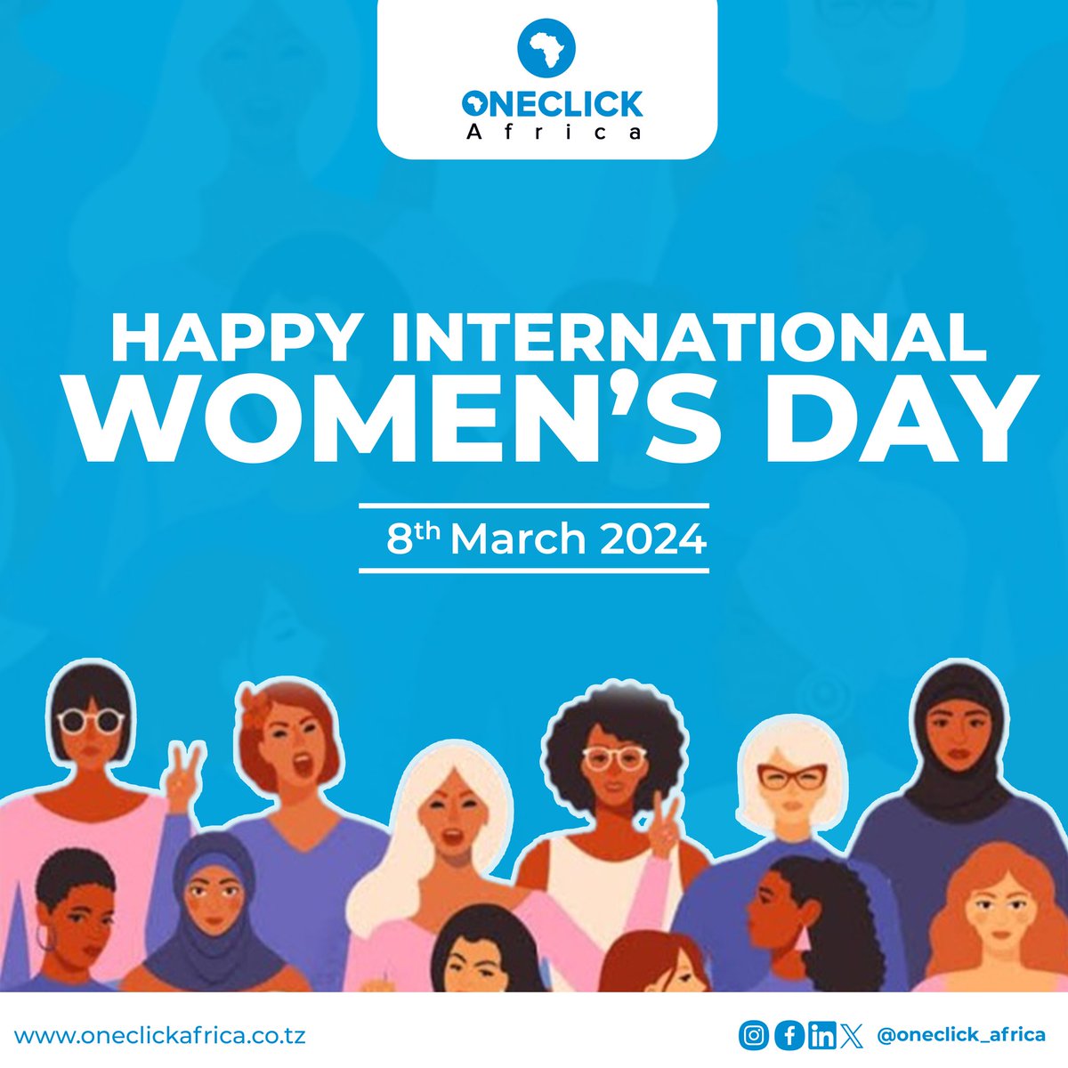 Happy #internationalwomensday ! 🔥🎊

As #OneClickAfrica we join the global community to celebrate and acknowledge the exemplary work done by women in driving #ICT Transformation journey and many other key developmental aspects!

Their Work is to be reckon!

#WeMakeITHappen