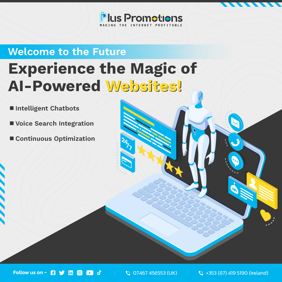 plus_promotions's tweet image. Step into the future of web design with AI-powered websites! Experience personalized content, intelligent chatbots, and predictive analytics revolutionizing the online experience. Discover the magic of AI-driven innovation today!

#AIPoweredWebsites #FutureTech