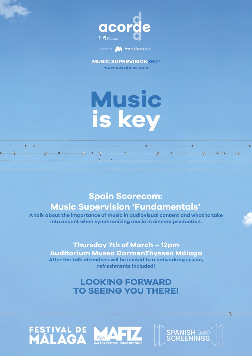 musiclibrarysfx's tweet photo. Compartimos imágenes de la charla '#Music supervision 'Fundamentals''. Disfrutamos de un encuentro productivo coordinado con @SpScreenings #Content #SpainScorecom y @MAFIZMalaga dentro del marco del @festivalmalaga. Gracias por acompañarnos y contar con nosotrxs. ¡Seguimos! https://t.co/97d2OxkQCf