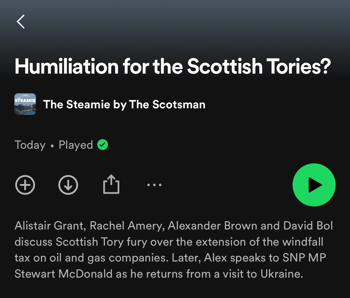 🚨🎧 The latest episode of The Steamie is out now. @therachelamery, @mrdavidbol, @AlexofBrown and I discuss the Scottish Tory windfall tax backlash, and Alex talks to @StewartMcDonald following his recent visit to Ukraine. Spotify: open.spotify.com/episode/4aSCv9…