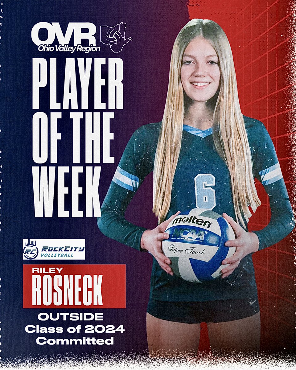 OVRVolley's tweet photo. From @RockCityVBC, Riley Rosneck is our OVR Player of the Week! Riley helped lead her team to the Championship finish at the OVR 18s Bid tournamnet this past weekend with a hitting percentage of .308. SR rating of 2.05 and a serve percentage of 90%.”
#OVRStrong #playeroftheweek https://t.co/tkavGrHGyC
