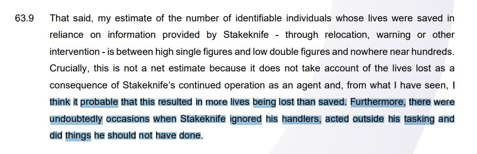 New: The myth-busting pivotal finding from the Operation Kenova report into the activities of Stakeknife (Fred Scappaticci - who goes unnamed) His spying led to more lives being lost than saved.