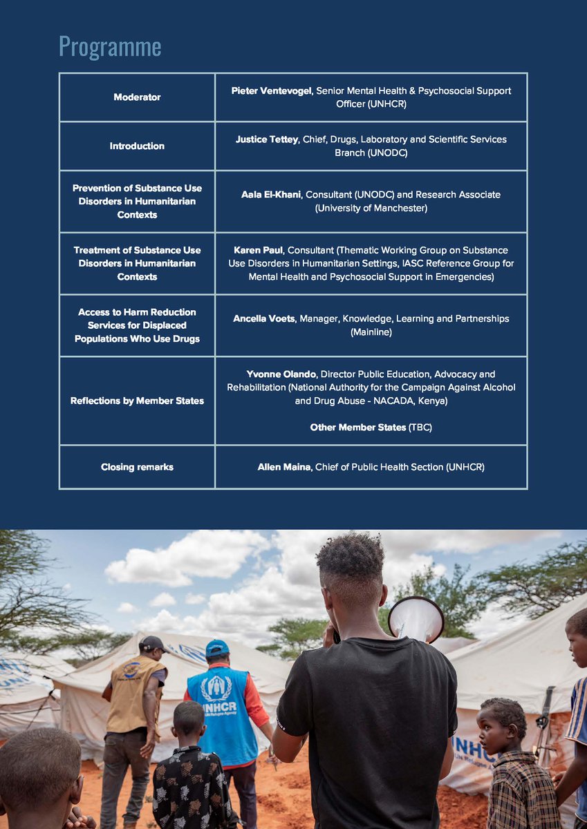 Hybrid side event on 'Addressing substance use and health risks in displaced populations' at 67th Session of the Commission on Narcotic Drugs 2024. Join us on 22 March 13:30 -14:20 CET. @Refugees @Unodc @CND_tweets @WHO @un_anja @NACADAKenya @mhpss