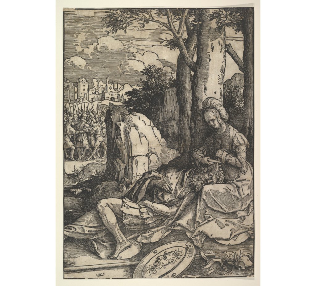 And, of course, focusing on stories of women exercising their power over women meant that Lucas van Leyden (1495-1533) illustrated the story of Samson and Delilah. #lucasvanleyden #woodcuts #woodcut #prints #print #powerofwomen