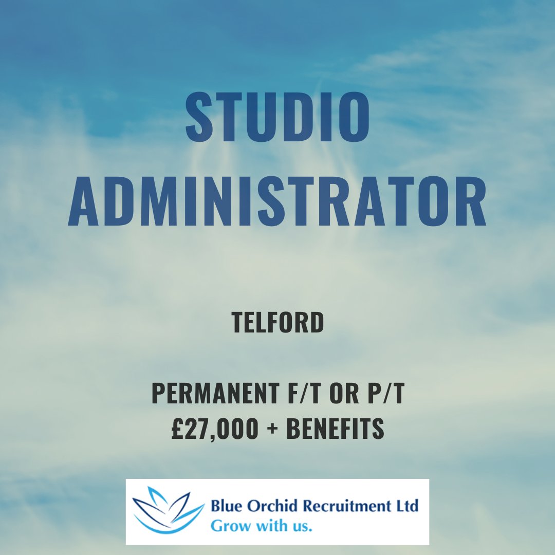 Are you an experienced Administrator ready to take on a role where every day is filled with variety and creativity? This may be the role for you! 
To find out more - blueorchidrecruitment.co.uk/.../studio.../
#recruiting
#opportunity #jobs #hiring #shropshire #Telford #ShropshireJobs #careers