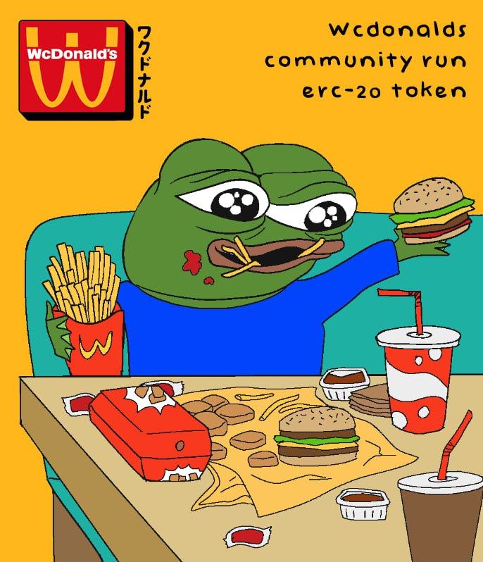 WcdonaldsToken's tweet photo. "Just a casual day at WcDonald's with Pepe 🐸🍔🍟 Who knew $WCD could taste this good? 😂💸 #WCD #WcDonalds  $WCD #WcDonald @WcdonaldsToken #McDonalds #PEPE https://t.co/rKIdwaneSG