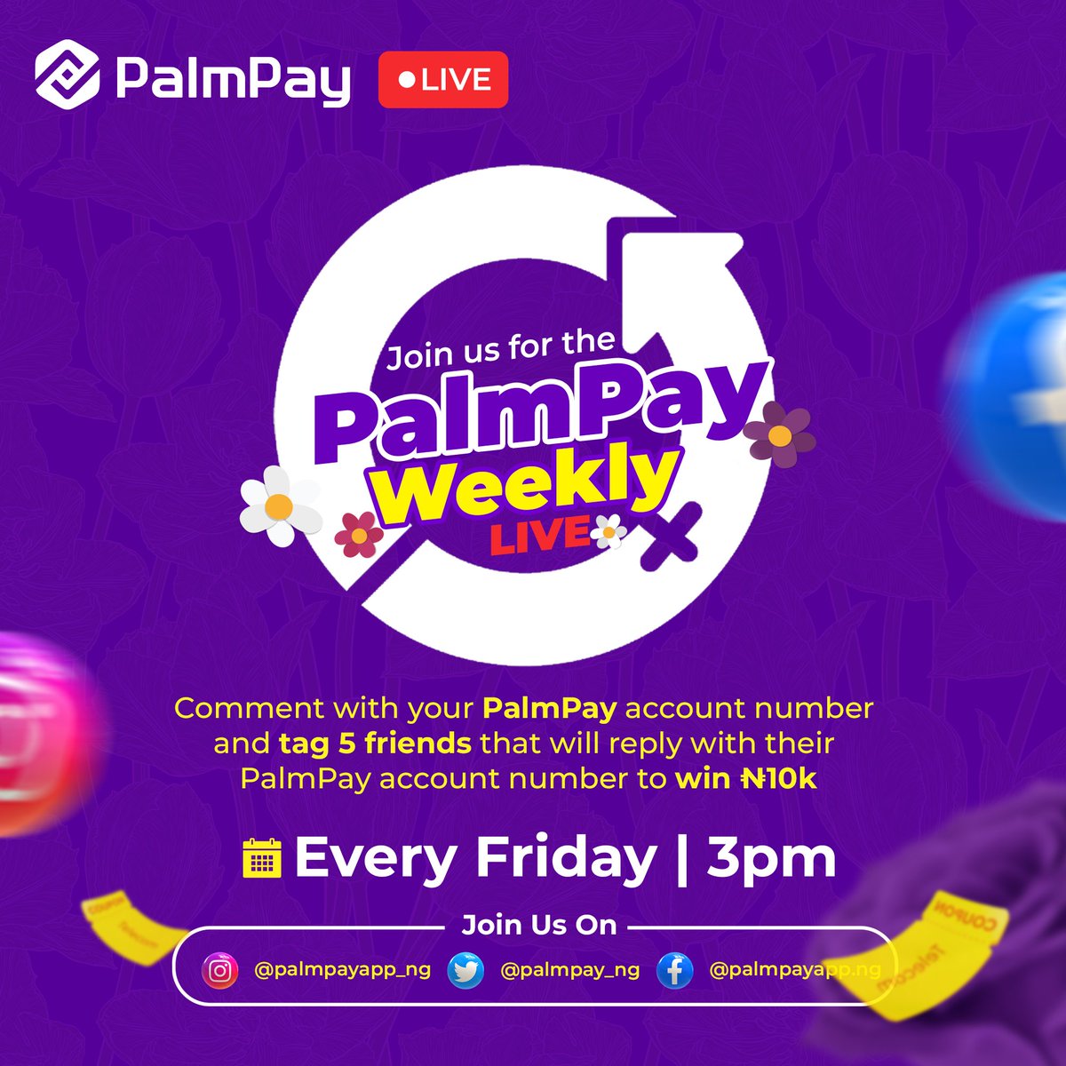 We will be going live on Facebook, Instagram, and TikTok today at 3 pm. There will be freebies as always, and we'll be celebrating our women. Don't miss out because we also have exciting news to share.

You can also grab the chance to win a ₦10k reward during our live session:
