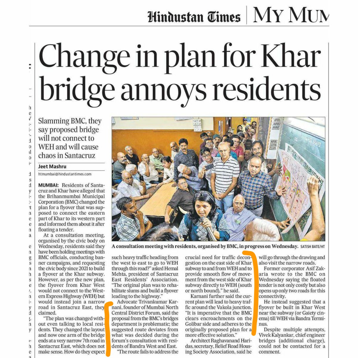 Change in plan for Khar flyover annoys residents; @mashrujeet @htTweets 'We have been raising the issue of traffic congestion at Khar Subway since over 3 years. Finally, @mybmc floats tender without consulting Citizens. We have strongly objected to the current flawed & senseless