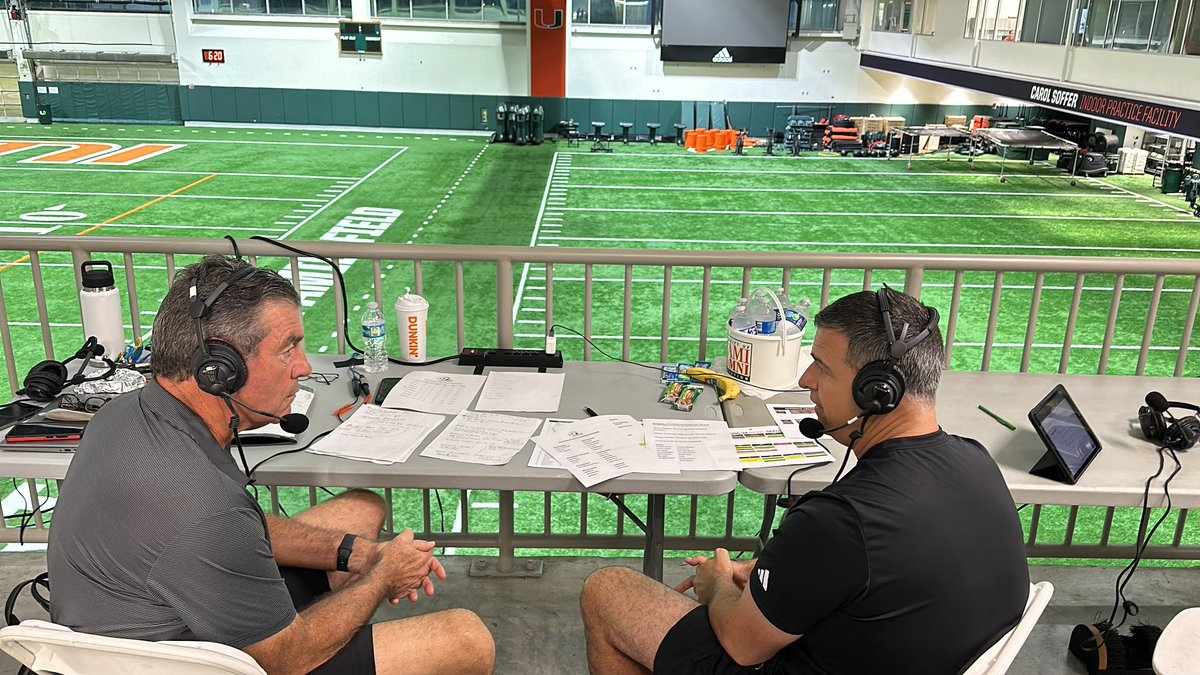 Good morning from Coral Gables! @coach_cristobal with us right now on @560WQAM and streaming on the @Audacy app 🙌