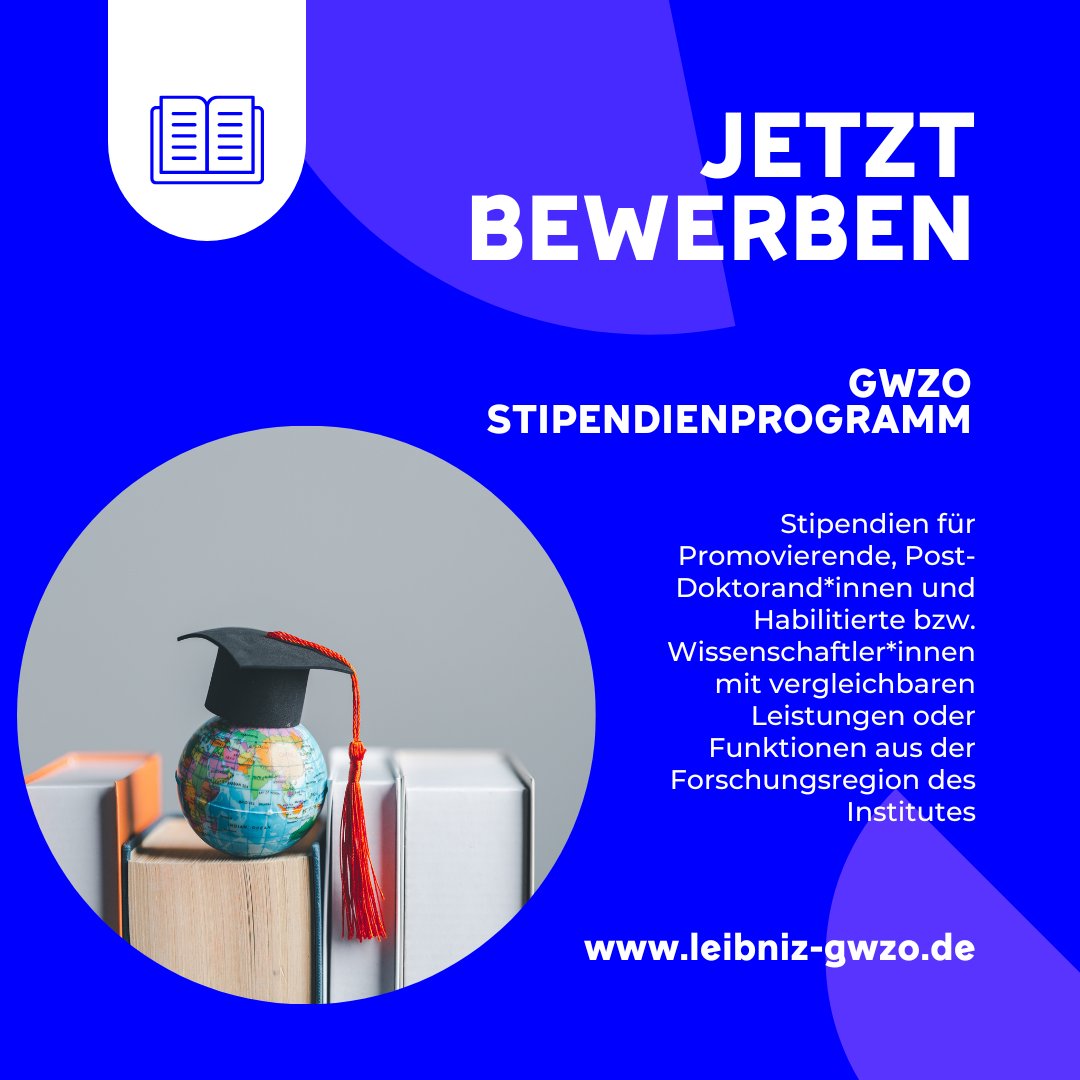 Das #GWZO vergibt seit 2021 Stipendien für Promovierende, Post-Doktorand*innen und Habilitierte bzw. Wissenschaftler*innen mit vergleichbaren Leistungen oder Funktionen aus unserer Forschungsregion. Die aktuelle Bewerbungsrunde läuft bis 30. April! leibniz-gwzo.de/de/forschung/g…