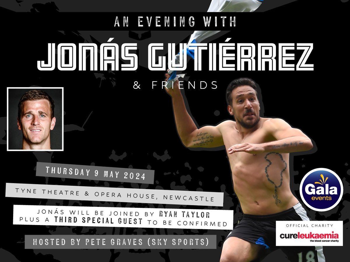 Did you hear? Jonas Gutierrez is joined by Ryan Taylor on our stage THIS MAY⚫️⚪️ With @PeteGravesTV hosting, come and see the former Toon footballers and forever icons discussing their careers⚽️ Platinum and Gold tickets still left! 📅 Thu 9 May 2024 🎟 bit.ly/TTjonas