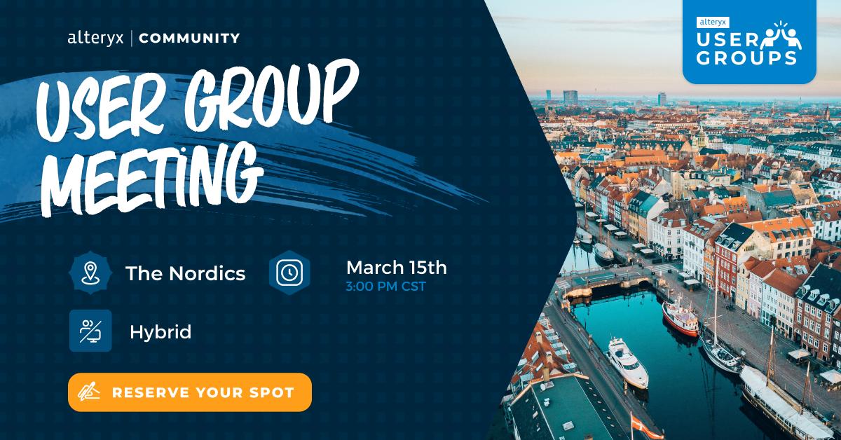 rbennington72's tweet image. Nordics: Don&apos;t miss our hybrid #AlteryxUserGroup with epic sessions:

-Mikael Svalgaard, Data Engineer, will discuss &quot;Using ChatGPT with Alteryx.&quot;

-Mikael Hyensjo, Systems Engineer, will share &quot;AI possibilities with Alteryx.&quot;

🗓️ March 15

👉 Register: ow.ly/3Fx730sACjp